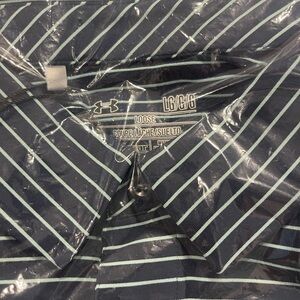 Under Armour Men's Polo - Dark and Light Blue Stripes